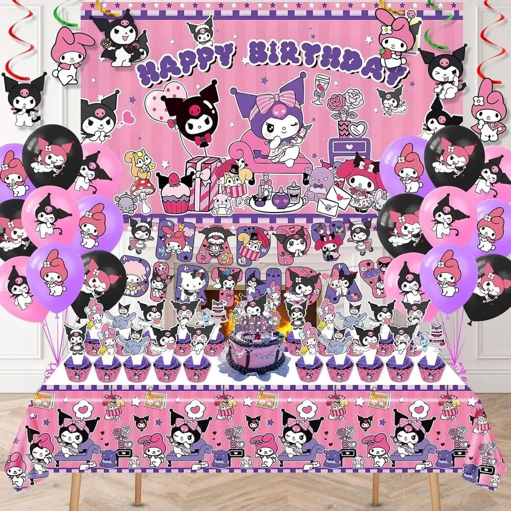 Kuromi Birthday Party Supplies, Party Decorations Set Include Banner, Backdrop,